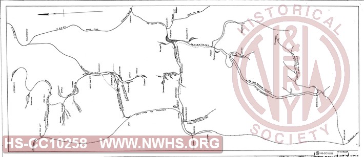 Map Showing Virginian Railway and C&O Rwy Branches and Connections between Mullens and Oak Hill Jct