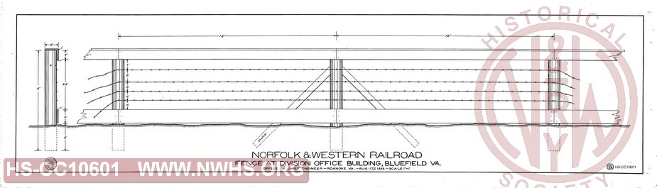 N&W RR, Fence at Division Office Building, Bluefield VA