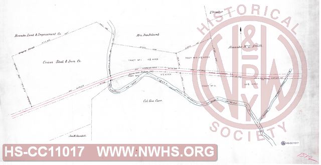 No title block. Shows N&W RR, Crozer Steel & Iron Co, Roanoke Land & Improvement Co, and Tinker Creek