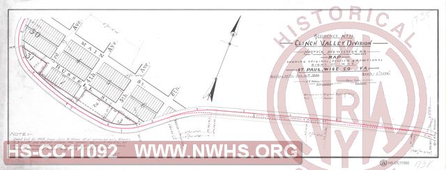 Clinch Valley Div. N&W RR, Map Showing Original, Revised and Additional Right of Way, St. Paul, VA