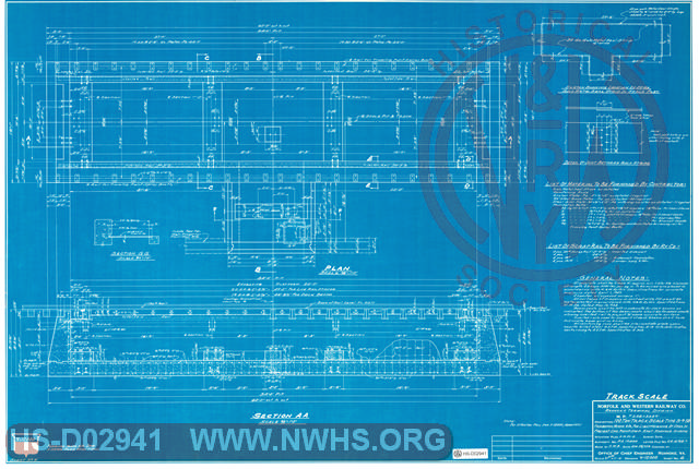 Freight Car Paint Shop, East Roanoke Shops.100 Ton Track Scale: Plan, Sections, Details