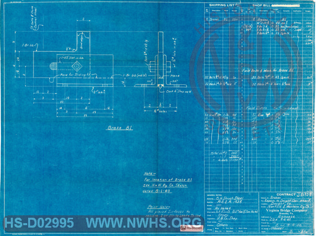 Details of Brakes for Repairs to Coaling Wharf, Dwight VA