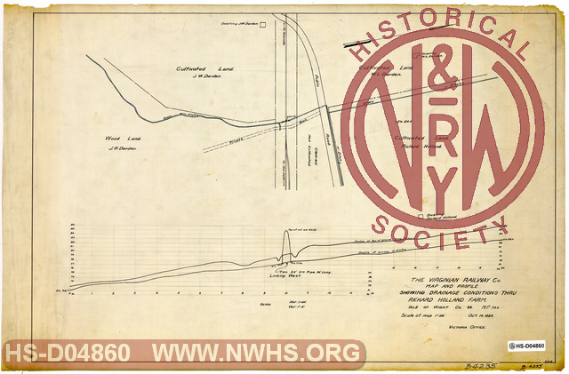 VGN, Map and Profile Showing Drainage Conditions thru Richard Holland Farm, Isle of Wight Co. MP 34.6