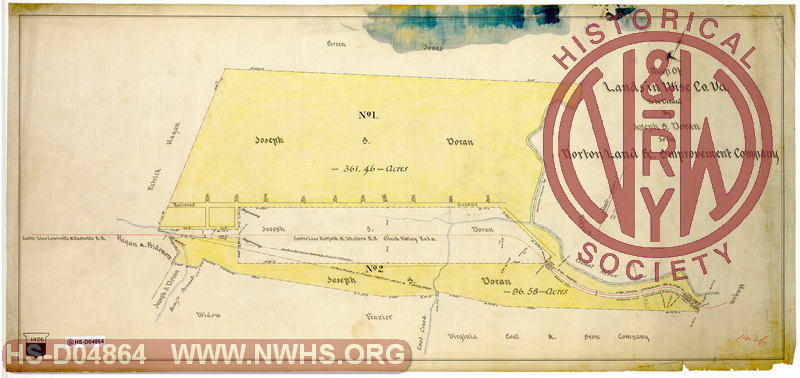Map of Lands in Wise Co. Va. to be needed by Joseph I. Doran to the Norton Land & Improvement Company