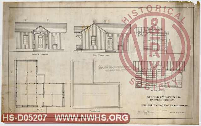 N&W RR, Eastern Division, Suggestion for Foreman's House