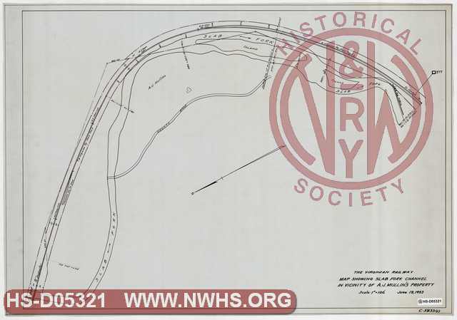 VGN, Map showing Slab Fork Channel in vicinity of A.J. Mullin's Property