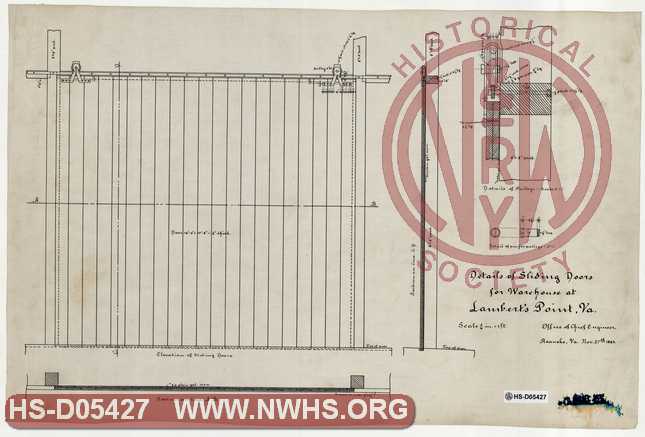 Details of Sliding Doors for Warehouse at Lambert's Point Va.