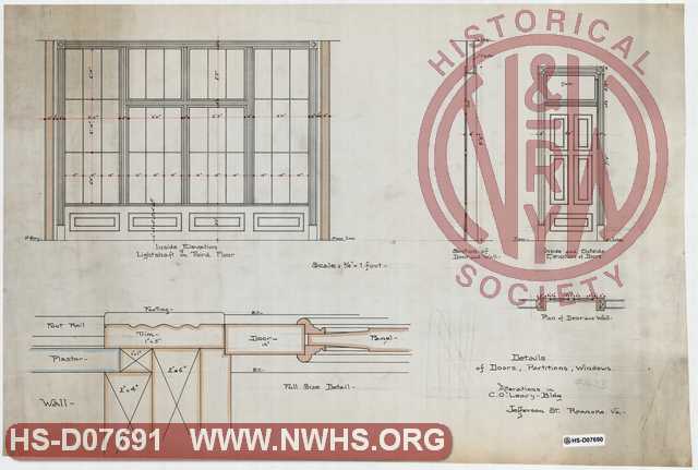 Details of Doors, Partitions, Windows. Alterations in C. O'Leary Building, Roanoke, VA