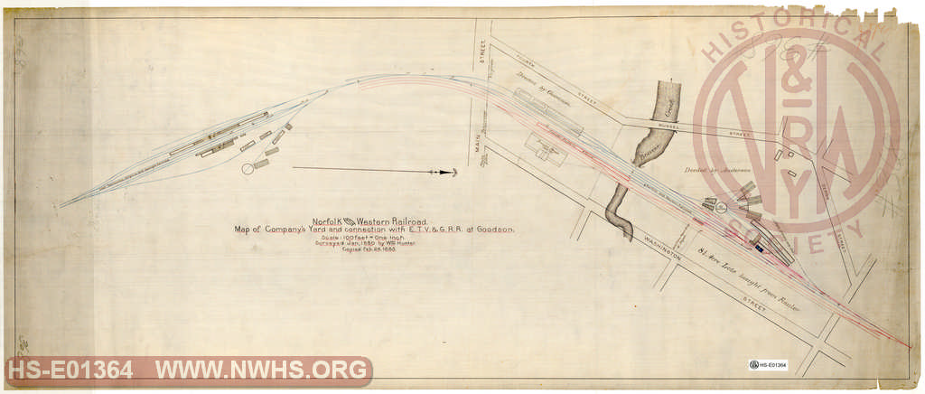 N&W RR, Map of Company's Yard and Connection with ETV&G RR at Goodson 