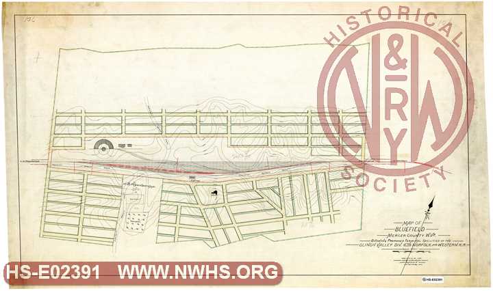 Map of Bluefield, Mercer County W.Va., Showing Proposed terminal facilities of the Clinch Valley Div. of the Norfolk and Western R.R.