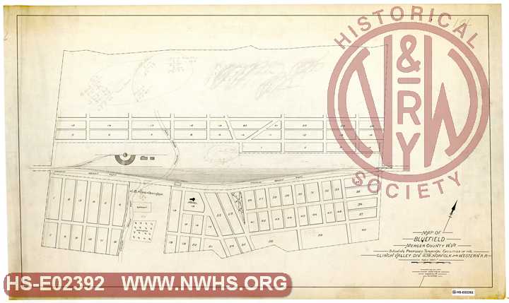 Map of Bluefield, Mercer County W.Va., Showing Proposed terminal facilities of the Clinch Valley Div. of the Norfolk and Western R.R.