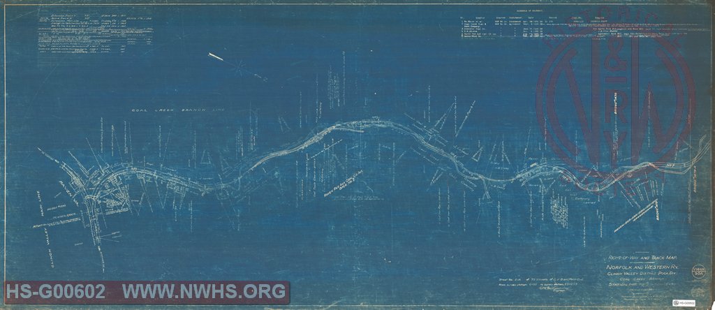 Right-of-Way and Track-Map, Norfolk and Western Ry., Clinch Valley District (Poca Div.) Coal Creek Branch Station 0+00 to Station 99+09.3'