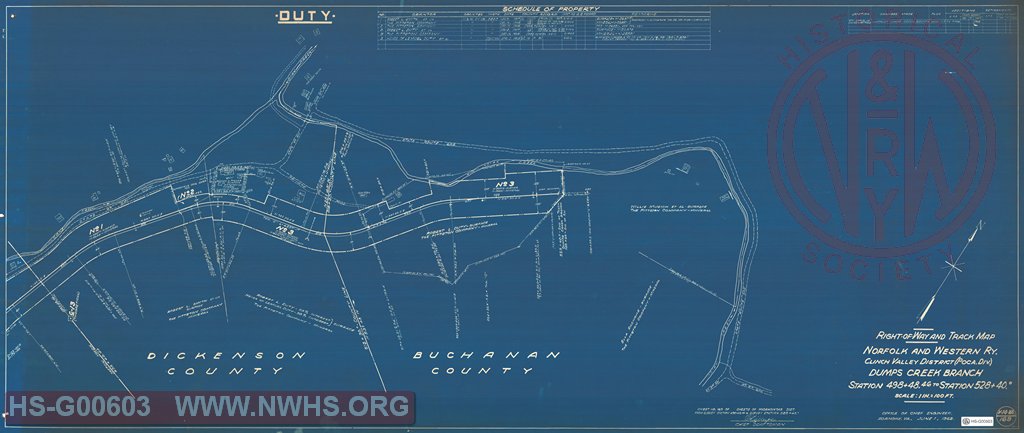 Right-of-Way and Track-Map, Norfolk and Western Ry., Clinch Valley District (Poca Div.) Dumps Creek Branch, Station 498+48.46 to Station 528+40