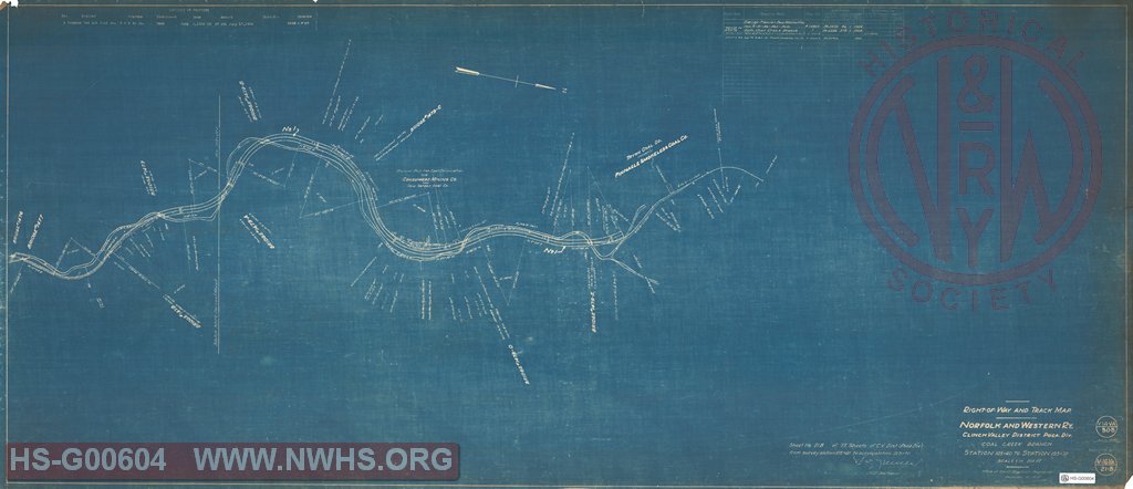 Right-of-Way and Track-Map, Norfolk and Western Ry., Clinch Valley District (Poca Div.) Coal Creek Branch Station 105+60 to Station 153+70