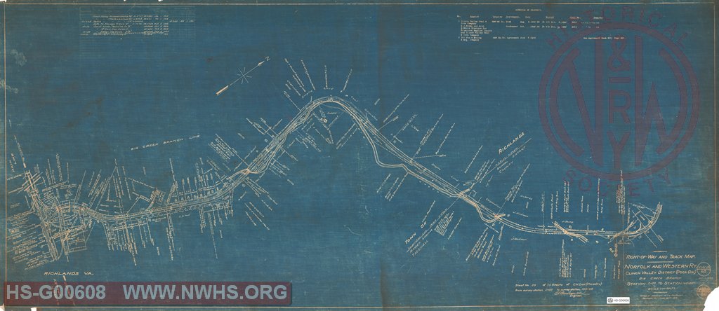 Right-of-Way and Track-Map, Norfolk and Western Ry., Clinch Valley District (Poca Div.) Big Creek Branch Station 0+00 to Station 105+60