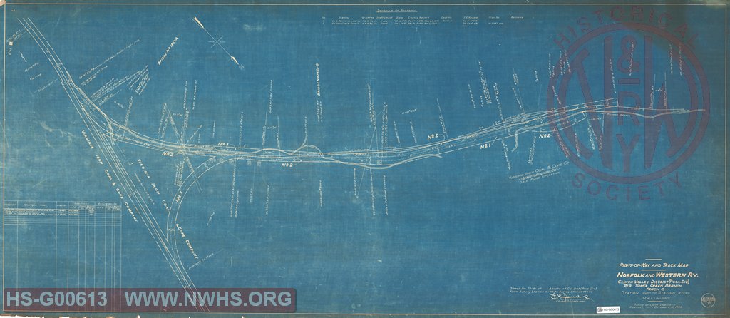 Right-of-Way and Track-Map, Norfolk and Western Ry., Clinch Valley District (Poca Div.) Big Tom's Creek Branch Track C (Dale Ridge Spur), Station 0+00 to Station 105+60'