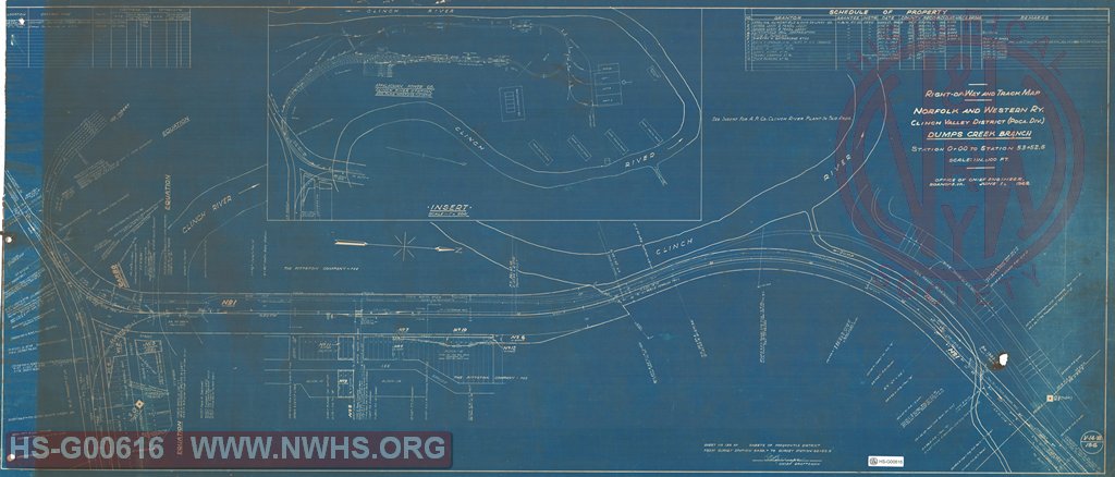 Right-of-Way and Track-Map, Norfolk and Western Ry., Clinch Valley District (Poca Div.) Dumps Creek Branch, Station 0+00 to Station 53+52.5