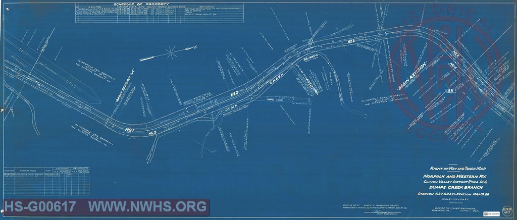 Right-of-Way and Track-Map, Norfolk and Western Ry., Clinch Valley District (Poca Div.) Dumps Creek Branch, Station 53+53.5 to Station 106+07.86