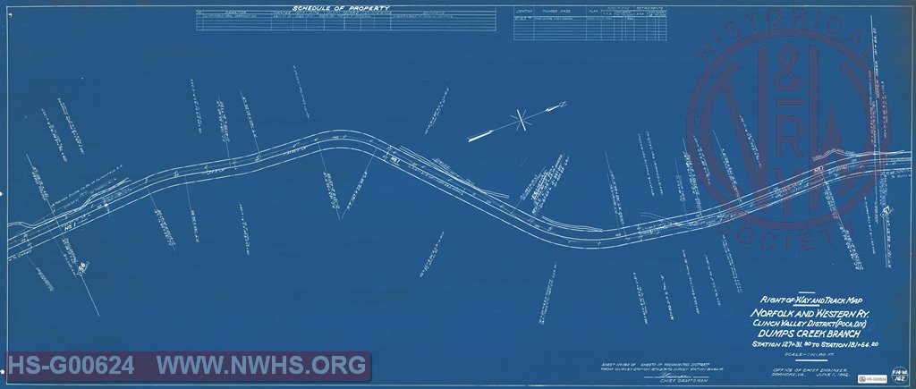 Right-of-Way and Track-Map, Norfolk and Western Ry., Clinch Valley District (Poca Div.) Dumps Creek Branch, Station 127+31.90 to Station 181+64.20