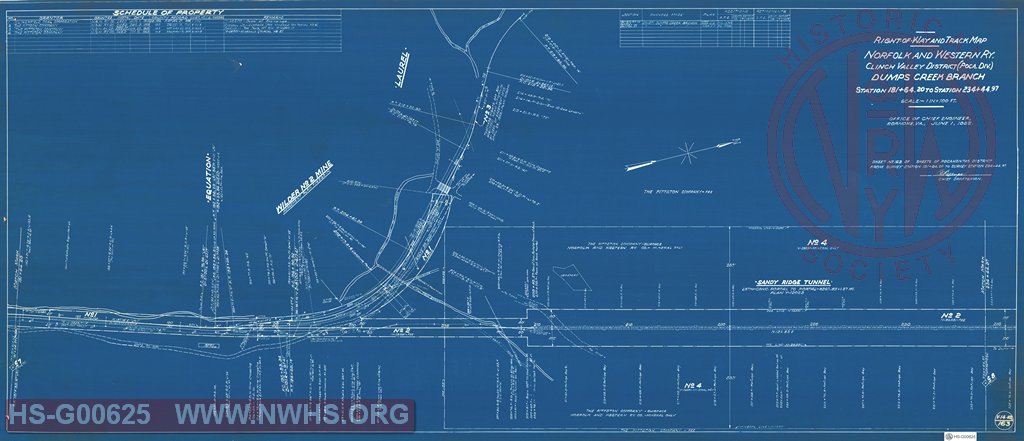 Right-of-Way and Track-Map, Norfolk and Western Ry., Clinch Valley District (Poca Div.) Dumps Creek Branch, Station 181+64.20 to Station 234+44.97