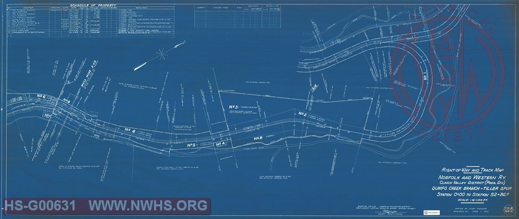 Right-of-Way and Track-Map, Norfolk and Western Ry., Clinch Valley District (Poca Div.) Dumps Creek Branch - Tiller Spur, Station 0+00 to Station 52+86