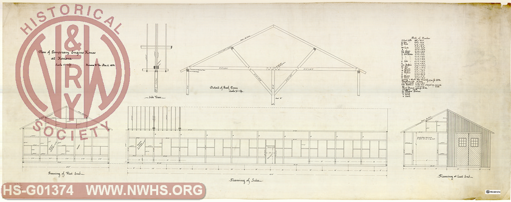 Plan of Temporary Engine House at Kenova