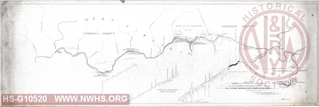 N&W RR Plat Showing the Location of the Mill Creek Branch and Elkhorn Extension