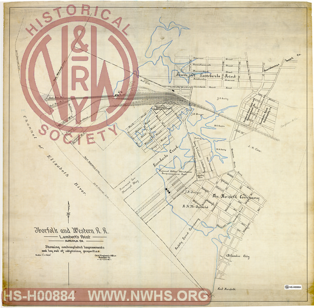 N&W RR, Lambert's Point, Norfolk Va - Showing contemplated Improvements and lay out of adjoining properties