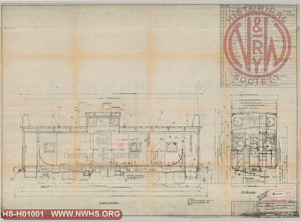 General Arrangement & Stencil Detail (for N&W Class C31 cabooses 518500-518549)