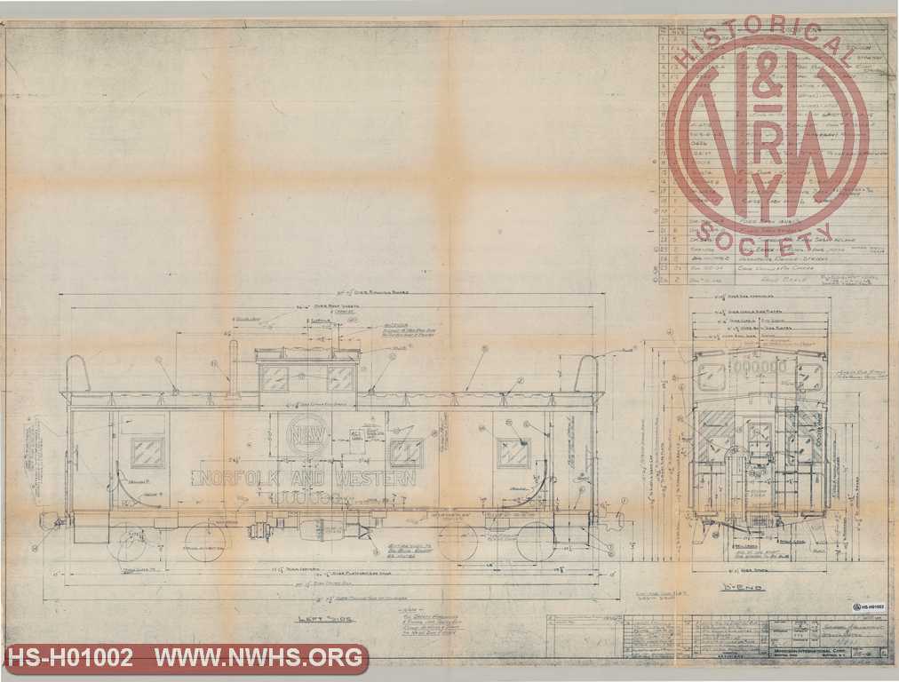 General Arrangement & Stencil Detail, N&W (for N&W Class C31 cabooses)