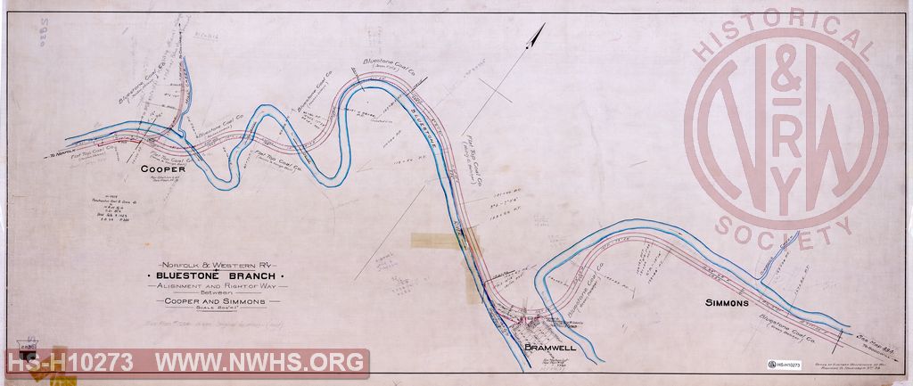 N&W Rwy Bluestone Branch, Alignment & Right of Way between Cooper and Simmons