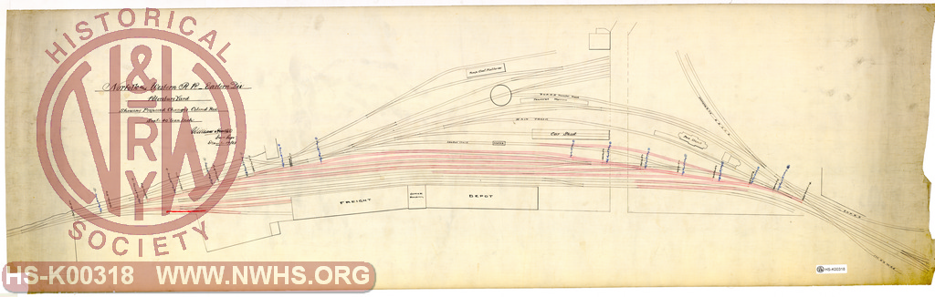 N&W RR - Eastern Div, Petersburg Yard, Showing Proposed Changes Colored Red