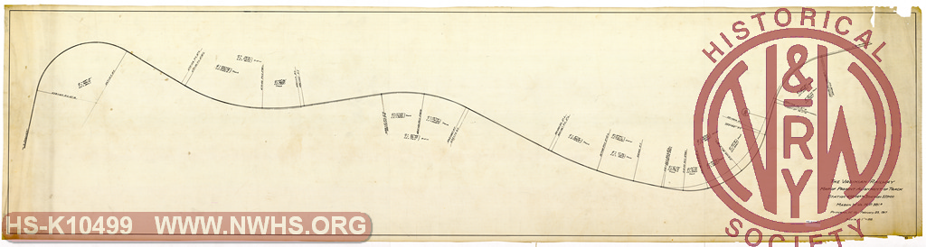 VGN, Map of Present Alignment of Track, Station 458+14.4 to Station 533+00, Maben W.Va. MP 381.8