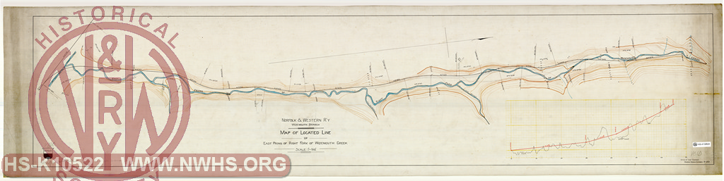 N&W R'y, Widemouth Branch, Map of Located Line up East Prong of Right Fork of Widemouth Creek