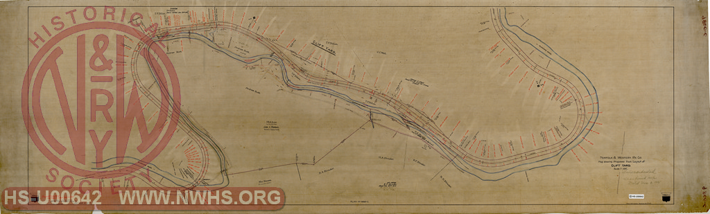 N&W Ry Map showing Proposed Track Layout of Clift Yard