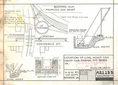 Location of Coal Hoist, Ash Hoist and Engine Pit, Basic VA