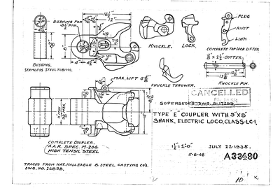 Type "E" Coupler with 9" X 8" Shank, Electric Loco. Class LC-1