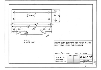 Draft Gear Support for Miner A-28XB Draft Gear Cabin Car Class CG