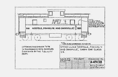 Stenciling "NORFOLK, FRANKLIN AND DANVILLE", Cabin Car Class CG