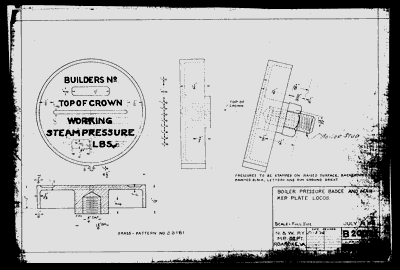 Boiler Pressure Badge and Marker Plate, Locos