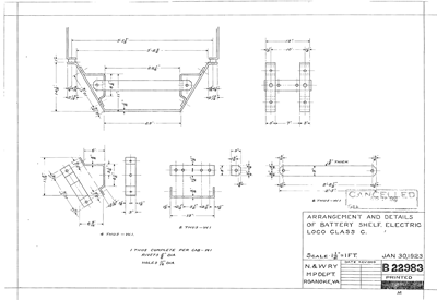 Arrangement and Details for Transformer Shelf. Electric Loco Class C, LC-1