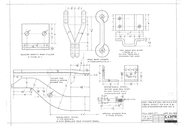Wrot Iron Details for Truck Sheet No. 3 W. A. B. Dynamometer Car No. 2