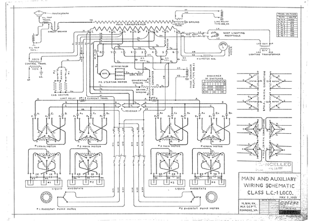 Main and Auxiliary Wiring Schematic Class L.C.-1 Loco.