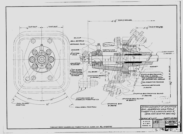 Arrangement of Stuffing Box, American Multiple Throttle, Loco Class A (Eng No.S 1210 to 1242 Inc.)