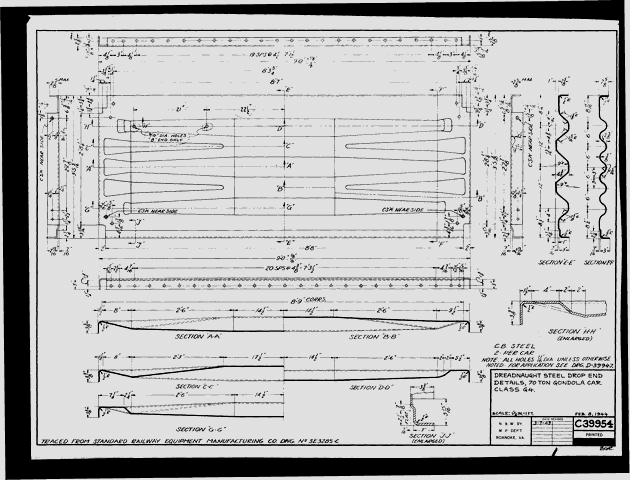 Dreadnaught Steel Drop End Details, 70 Ton Gondola Car, Class G4