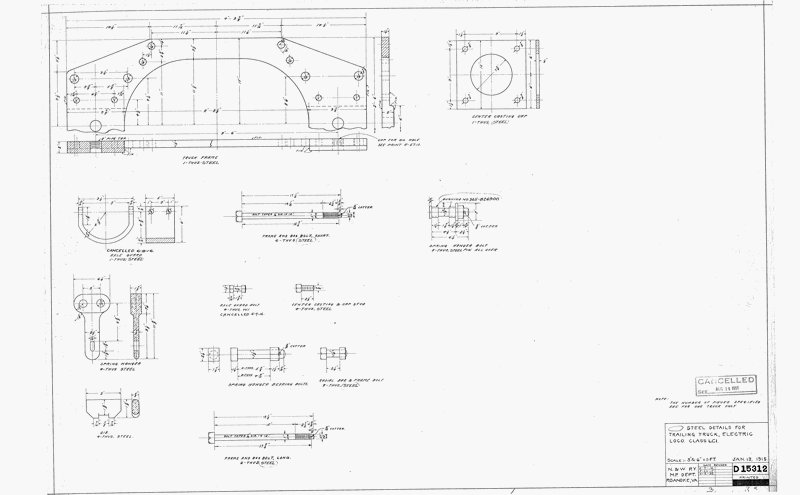 Steel Details for Trailing Truck, Electric Loco. Class LC1