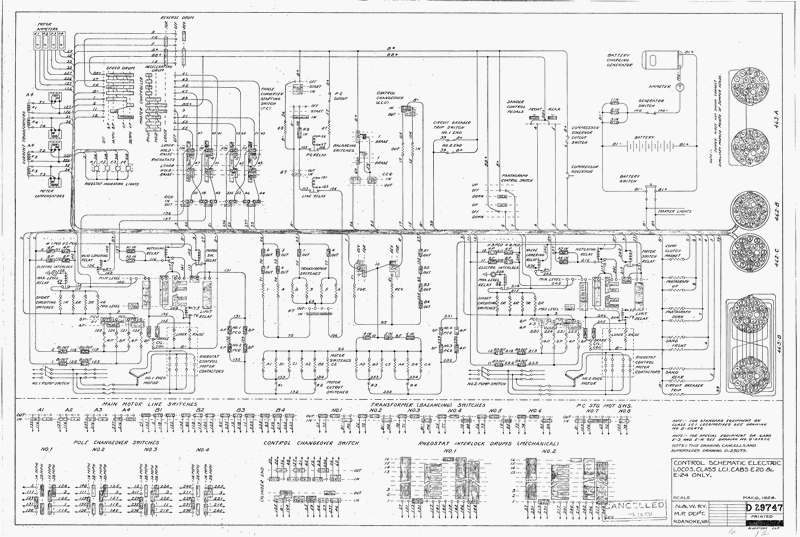 Control Schematic Electric Locos. Class LC1, Cabs E20 & E-24 Only