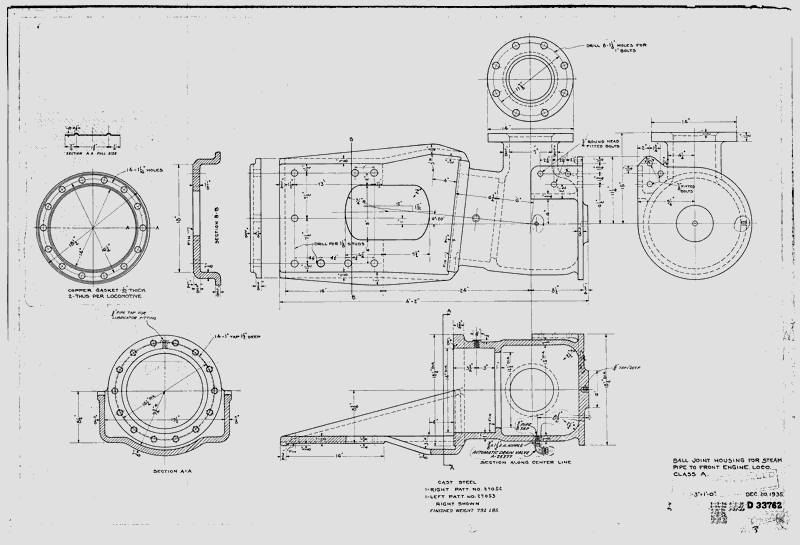 Ball Joint Housing for Steam Pipe to Front Engine, Loco. Class A