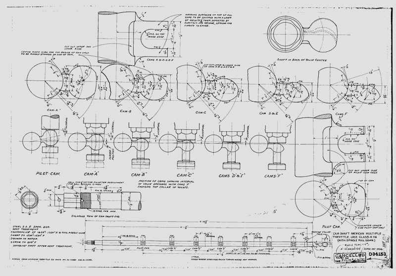 Cam Shaft American Multiple Throttle, Loco. Class A, Y6 (with Spindle Pull Down)