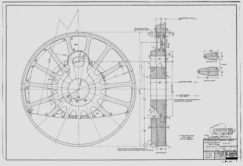 Intermediate Driving Wheel, Loco. Class A (With Axle Type Roller Bearing)